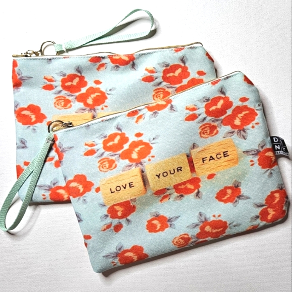 2 Love Your Face Fabric Zippered Pouches by Deny Design New!